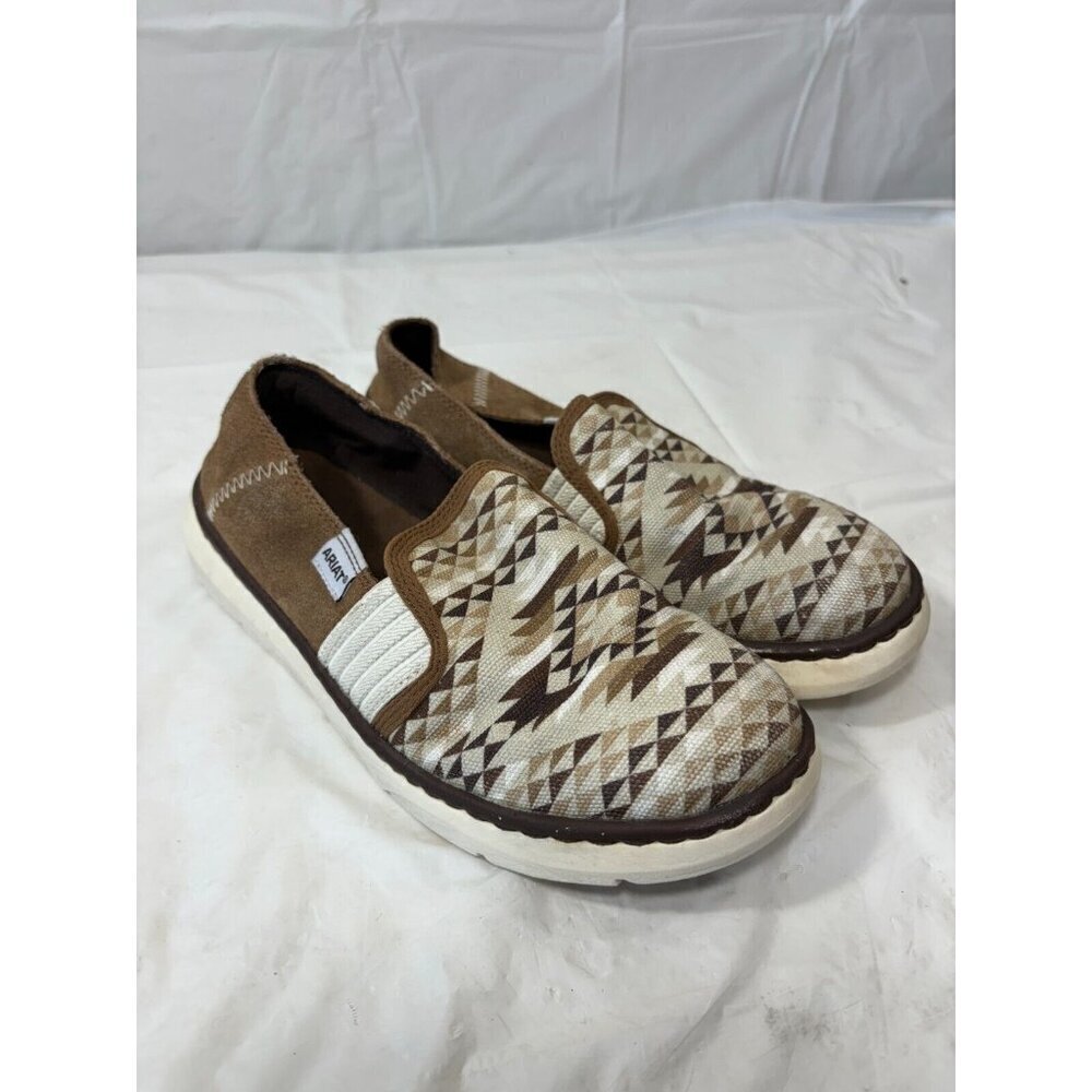 Ariat Tan Diamond Aztec Ryder Casual Flat Slip On Shoe Size 6.5 B